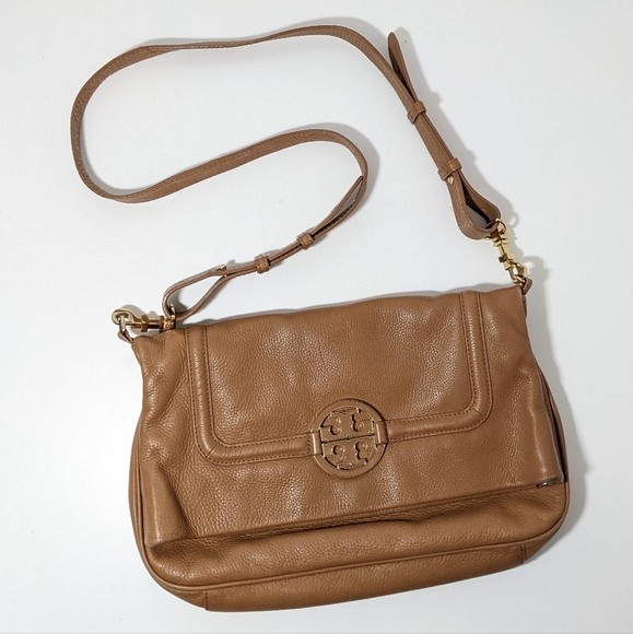 Tory Burch Bags Tory Burch Amanda Brown Pebbled Leather Foldover
